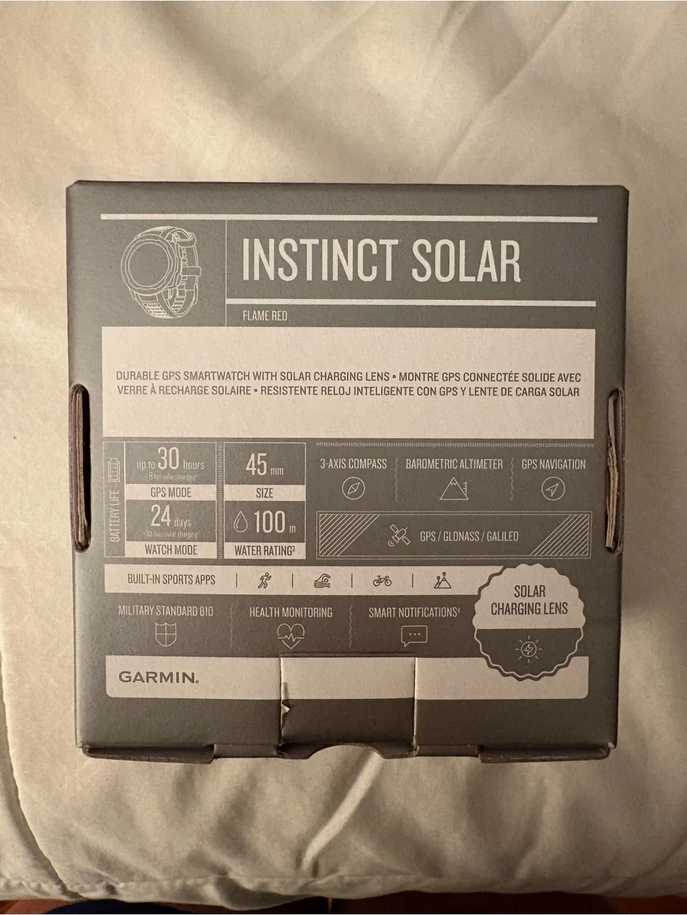 garmin Instinct Solar Rugged GPS Smartwatch - Red